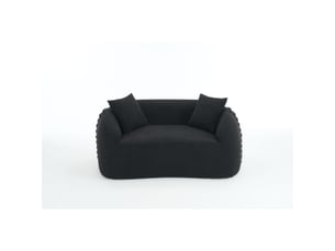 Canapé 2 places 155x90 cm design arrondi - accoudoirs avec détails noués décoratifs - tissu chenille - noir