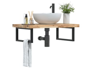 Étagère de vasque | étagère murale acier et bois massif d'acacia shl6883