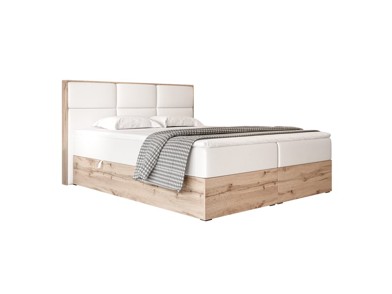 Lit coffre lavio - 120x200 cm - avec sommier et surmatelas - éco-cuir - blanc LAVIO - Conforama A
