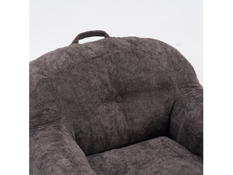 Fauteuil pouf avec accoudoirs 95x95x79 cm – gris foncé – garnissage en mousse déchiquetée, sans montage - Conforama E