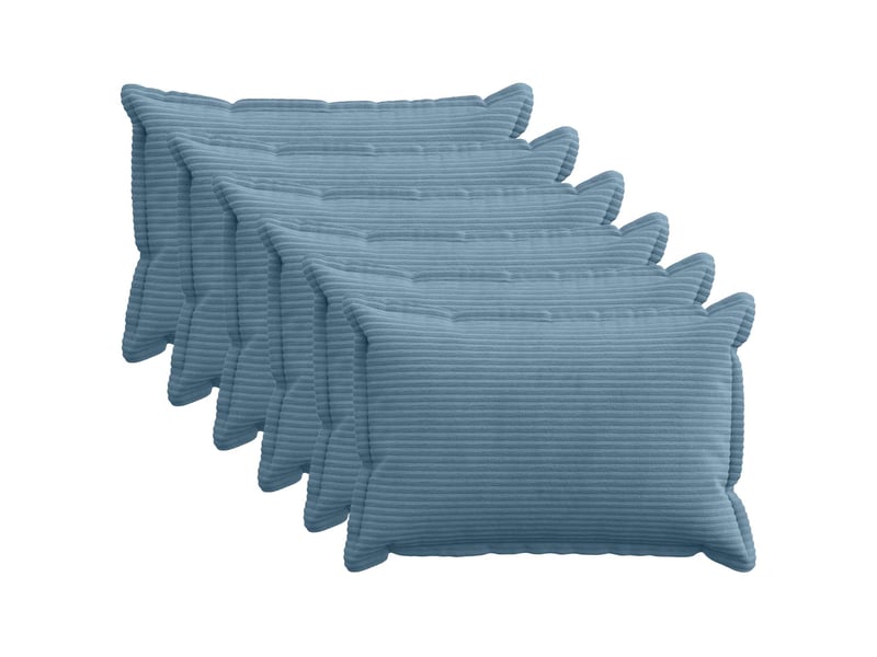  Lot de 6 housses de coussin houten bleu 50 x 75 cm velours côtelé cf49798  - Conforama B