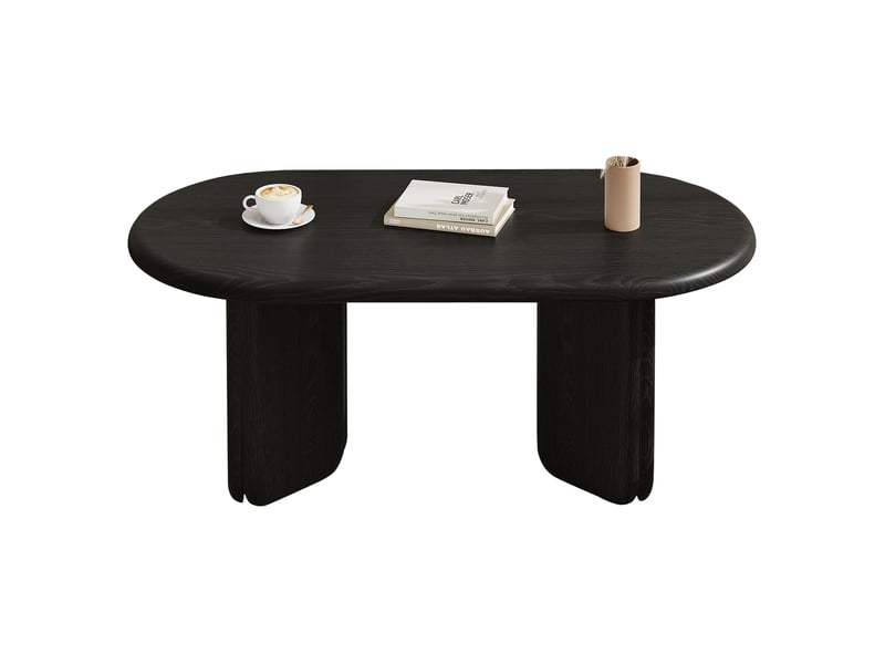  Table basse ovale 99x50x40 cm en mdf coloris noir  - Conforama A