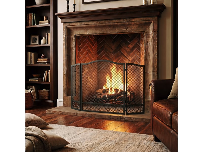  Pare-feu de cheminée pliable 3 panneaux 107 x 60 cm métal noir  - Conforama D