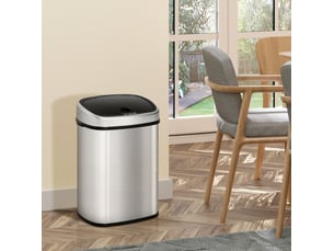 Poubelle 48l en acier inoxydable avec capteur infrarouge, hygiénique, design moderne argenté, dimensions l40,5 x b29,5 x h57 cm pour un tri hygiénique sans effort