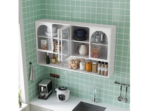 Vitrine coloris blanc 2 étagère(s) <strong>MEULVA</strong> <strong></strong> - 120 cmx70 cm