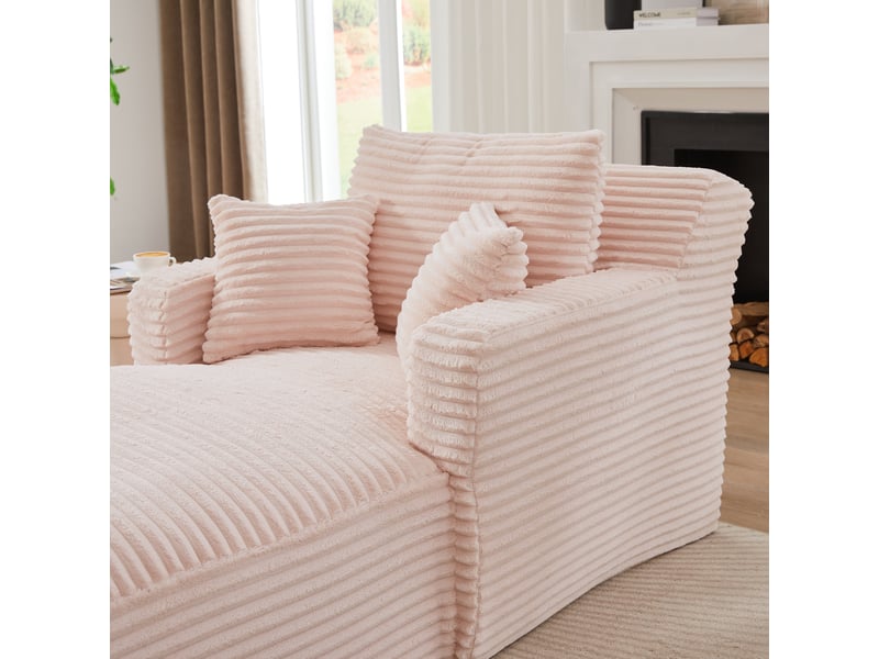  Méridienne canapé relax en velours côtelé rose, siège lounge moderne salon bureau sans montage  - Conforama W