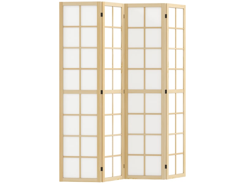  Paravent interieur pliable 4 panneaux 160 x 170 cm séparateur de pièce pour salon chambre à maison coucher, naturel  - Conforama B