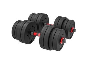 Set d'haltères réglables 2 en 1 jusqu'à 30 kg noir, barres en métal avec extension pour barre longue