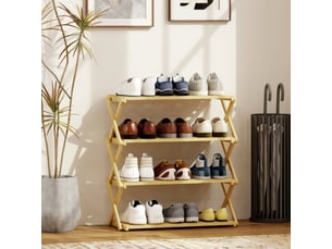 Étagère à chaussures 4 niveaux en bambou, 12 paires, entrée et couloir, 60x29x67 cm, naturel