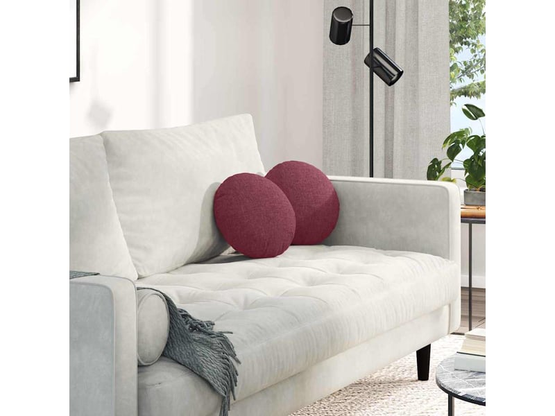  Lot de 2 coussins de siège, coussins décoratifs tissu bordeaux ø30 x 13 cm cf59777  - Conforama B