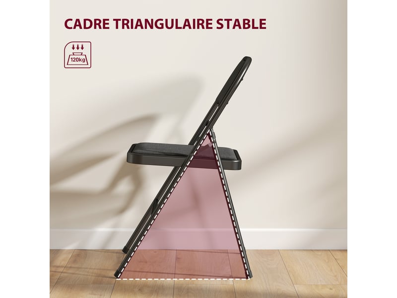  Lot de 6 chaises pliantes chaises de salle à manger portables cadre en acier noir 45 x 46 x 78 cm  - Conforama E