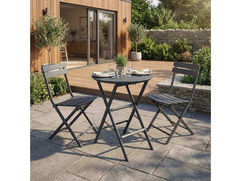 Petite table ronde pliante pour extérieur et intérieur 60 cm cervinia - anthracite - Conforama B