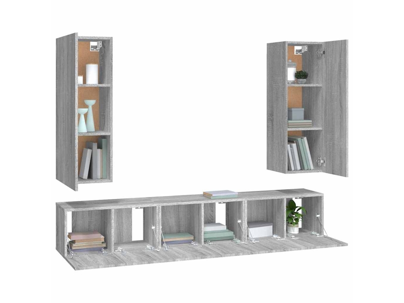  Ensemble de meubles tv - banc tv - meuble de rangement 5 pcs sonoma gris bois d'ingénierie  - Conforama D