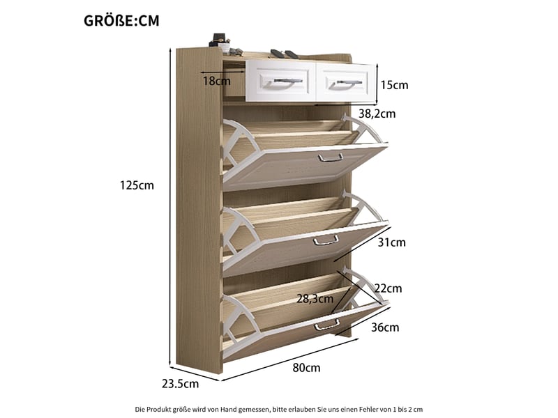  Meuble à chaussures pivotant, 3 étagères et 2 tiroirs, 80x23.5x125 cm RN Store - Conforama C