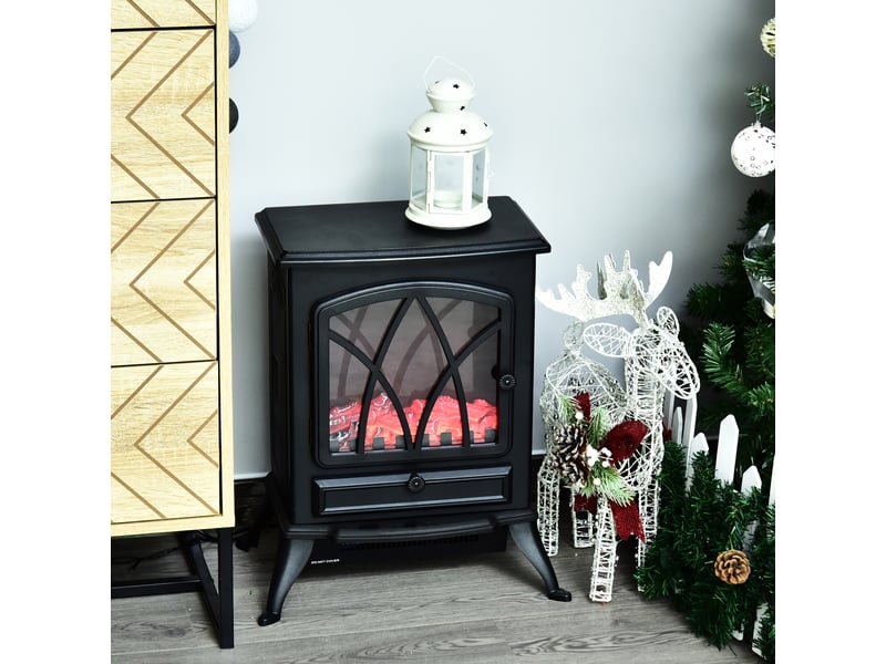 Cheminée électrique avec chauffage, effet flammes led, 10002000 w, poêle noir autonome - Conforama C