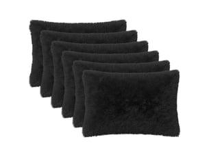Lot de 2 coussins avec oreiller, coussins décoratifs heerlen noir fleece pv cf50510