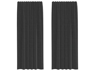 Lot de 2 rideaux en voile, voilages avec passe-tringles noir cf44478