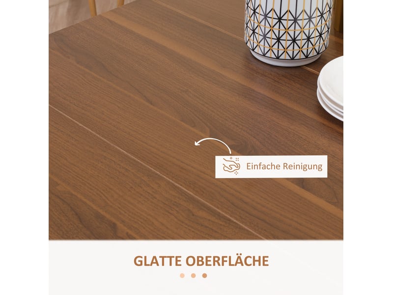  Table à manger extensible pliante 180x85x75 cm – marron – plateau rabattable sur roulettes, design moderne  - Conforama E