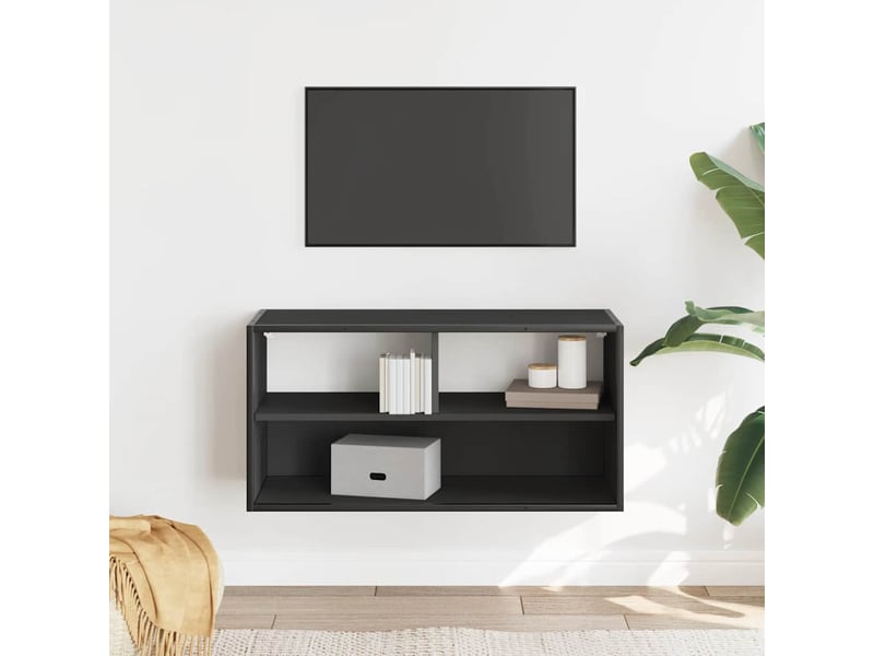  Meuble tv - banc tv - meuble de rangement noir 80x31x39,5 cm bois d'ingénierie et métal  - Conforama C