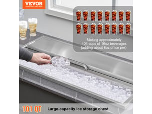 Vevor bac à glace encastrable 913x456x358 mm boîte isotherme pour glace en inox