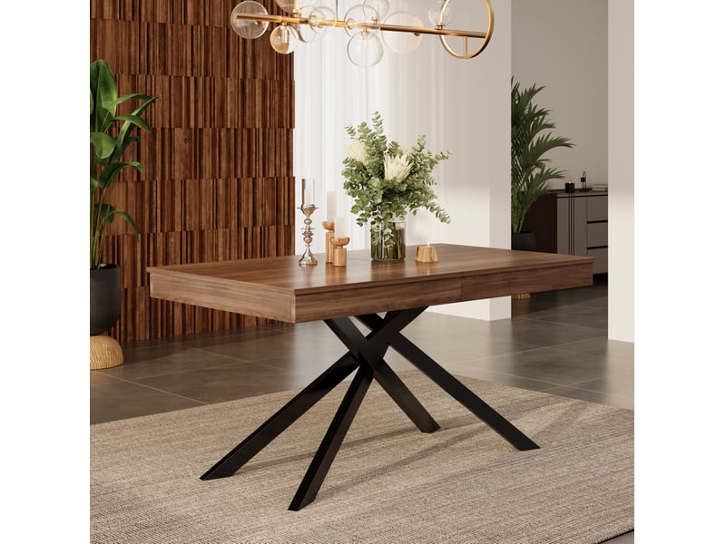 Table à manger extensible 140 à 180 cm, 6 à 8 personnes, mdf, coloris noyer - Conforama B