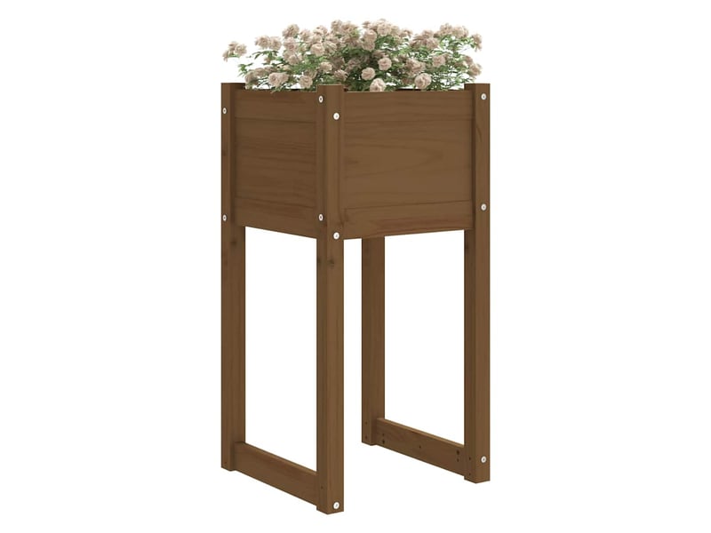  Jardinière - bac à fleurss 2 pcs marron miel 40x40x81 cm bois massif de pin  - Conforama C