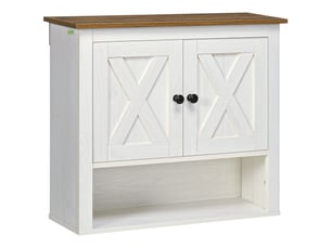 Armoire murale, armoire salle de bain avec placard à portess et compartiment ouvert, blanc, dim. 60 x 19,5 x 52,5 cm