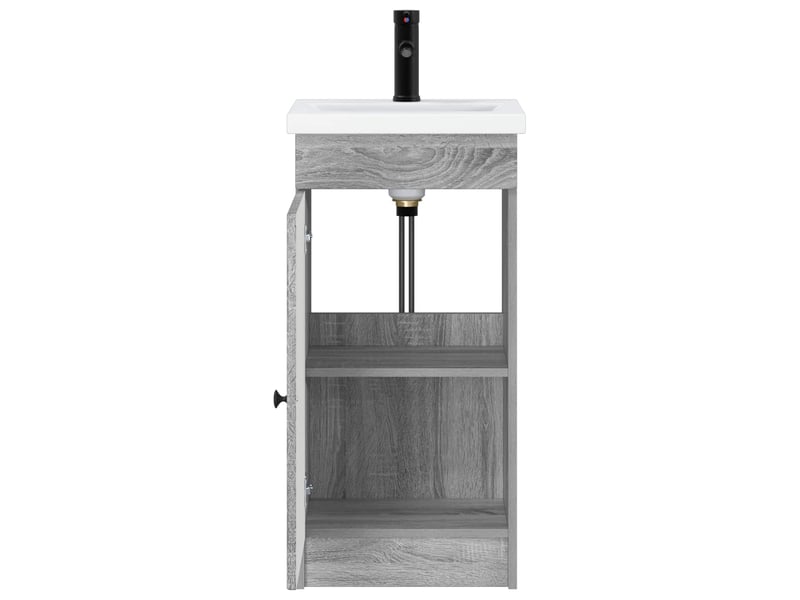  Meuble salle de bain avec évier, meuble de rangement sonoma gris shl9882  - Conforama D