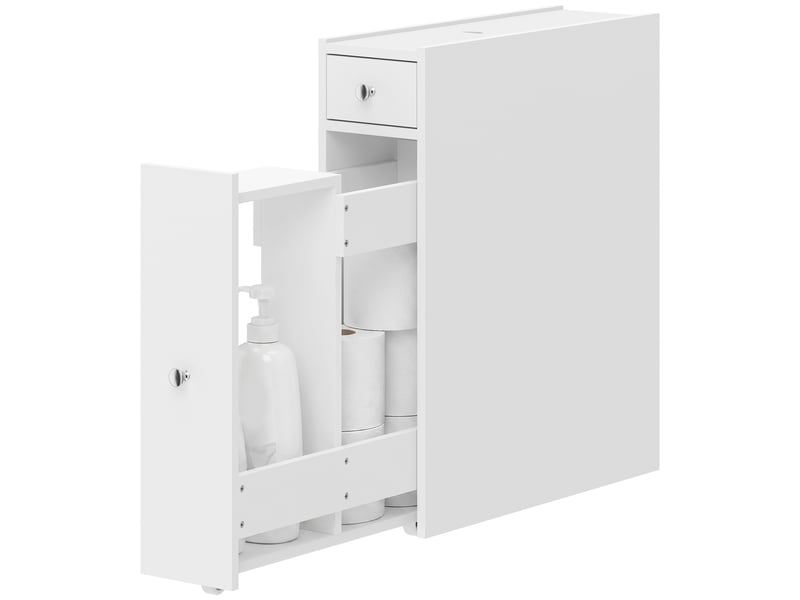  Meuble salle de bain étroit - meuble wc 2 tiroirs coffre - blanc  - Conforama E