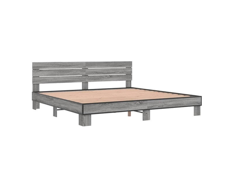  Lit double- lit adulte -  cadre de lit sans matelas sonoma gris 200x200 cm  - Conforama B