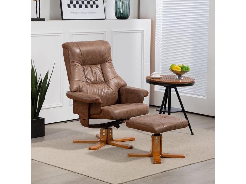  Fauteuil de relaxation, fauteuil pivotant, fauteuil inclinable, 78x82.5x109cm, marron  - Conforama D