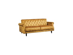 Canapé convertible miles 3 places 220x90cm - velours jaune moutarde - couchage 110x180cm