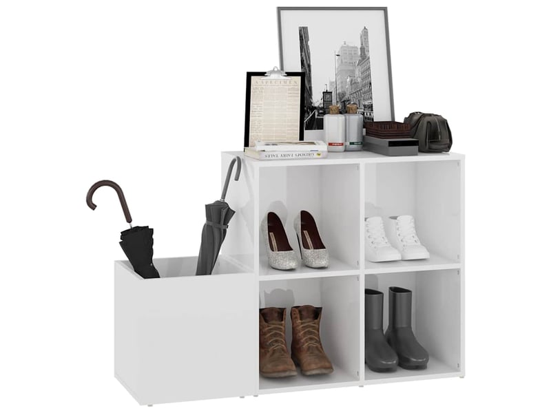  Meuble à chaussure, armoire à chaussures d’entrée blanc brillant bois ingénierie  - Conforama D