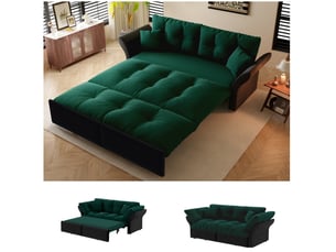 Canapé-lit convertible tcqpz 3-en-1 2 places 190 x 85 x 91 cm en velours vert