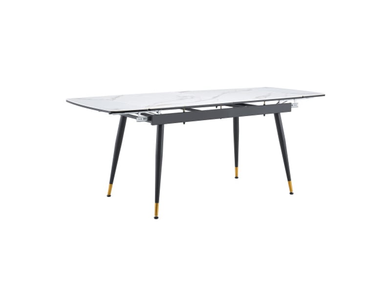 Table à manger extensible en céramique – piètement noir et pieds dorés – 140-200 cm – table seule - Conforama A