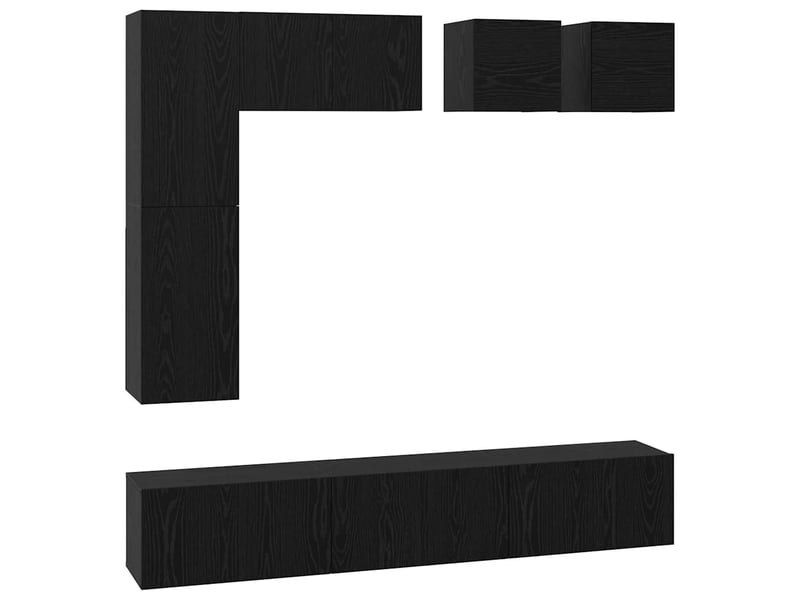  Ensemble meuble tv - banc tv - meuble de rangement 8 pcs chêne noir bois d'ingénierie  - Conforama A
