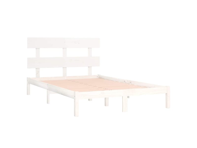  Lit double- lit adulte -  cadre de lit sans matelas blanc 200x200 cm bois massif  - Conforama C