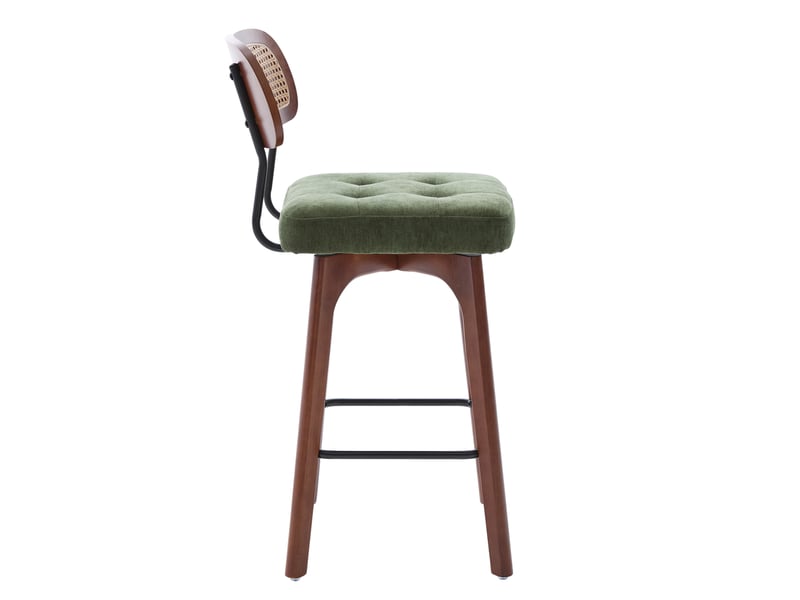 Lot de 2 tabourets de bar pivotants 360° 44x51x96 cm en chenille verte  - Conforama E