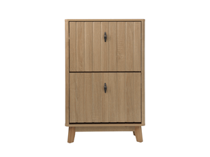 Meuble à chaussures 60x24x94 cm, capacité 16 paires, structure compacte avec portes doubles et tiroir caché, idéal pour petits espaces d'entrée et couloir