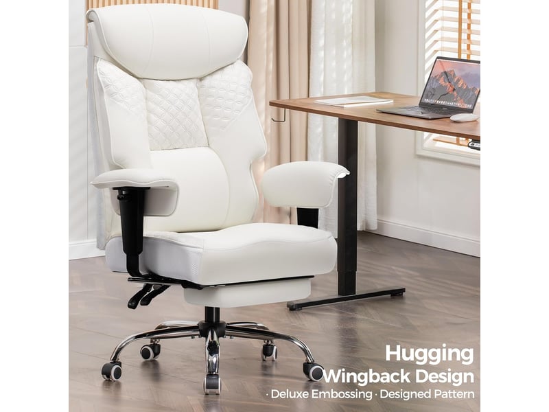 Gtplayer chaise de jeu pour personnes de forte corpulence avec assise 3d, repose-pieds, pu, 180kg - blanc CH810-WT - Conforama D