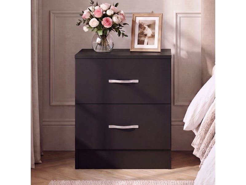  Table de chevet riano, commode de nuit, chambre, rangement, 47x40x36cm, 2 tiroirs, noir 333453 - Conforama C