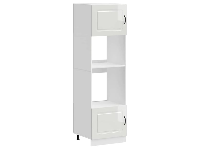  Lot de 2 armoires à four classiques design peu encombrant 60 x 57 x 207 cm en bois d'ingénierie blanc brillant 02_0055698  - Conforama A