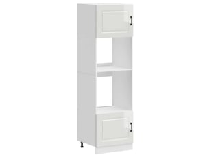 Lot de 2 armoires à four classiques design peu encombrant 60 x 57 x 207 cm en bois d'ingénierie blanc brillant 02_0055698