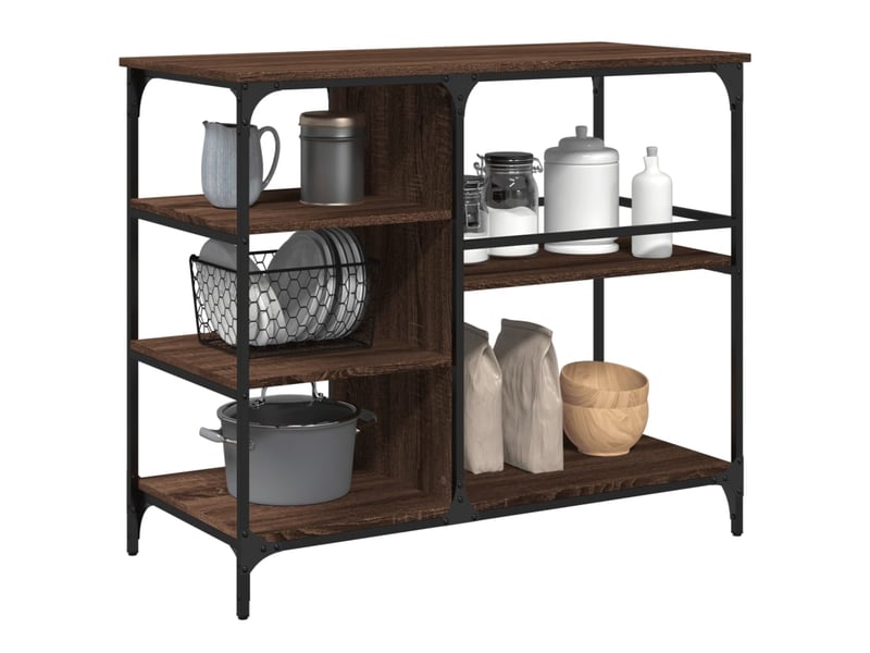  Desserte de cuisine, chariot de rangement chêne marron 100x45x89,5cm bois d'ingénierie  - Conforama E