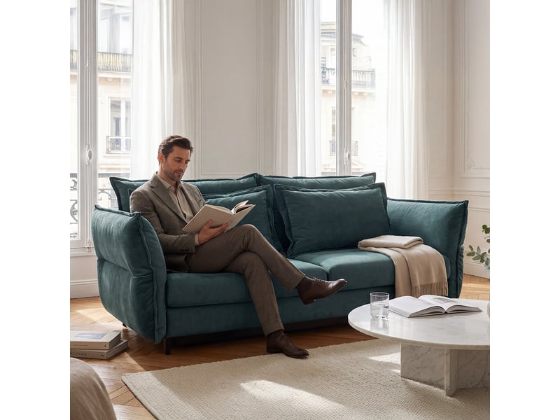  Canapé convertible verduro en velours bleu pétrole - 3 places 3CA55.PI.3D.C.24 - Conforama C