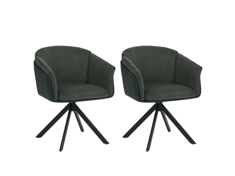  Lot de 2 chaises de salle à manger hwc-r24, chaises de cuisine, pivotantes, en métal, simili-cuir, tissuvelours - vert  - Conforama A