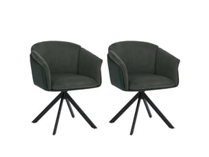 Lot de 2 chaises de salle à manger hwc-r24, chaises de cuisine, pivotantes, en métal, simili-cuir, tissuvelours - vert