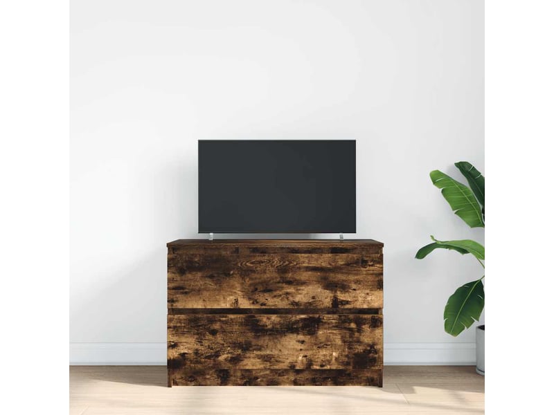  Meuble tv - banc tv - meuble de rangement chêne fumé 80x35x54 cm bois d'ingénierie  - Conforama C