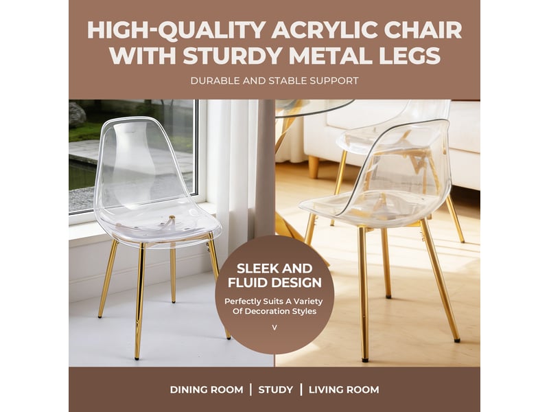  Lot de 4 chaises de salle à manger, pieds en métal doré W3460P438353 - Conforama E