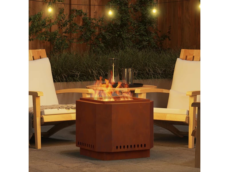  Brasero exterieur, foyer sans fumée rouillé 58x58x51 cm acier patiné shl1512  - Conforama D